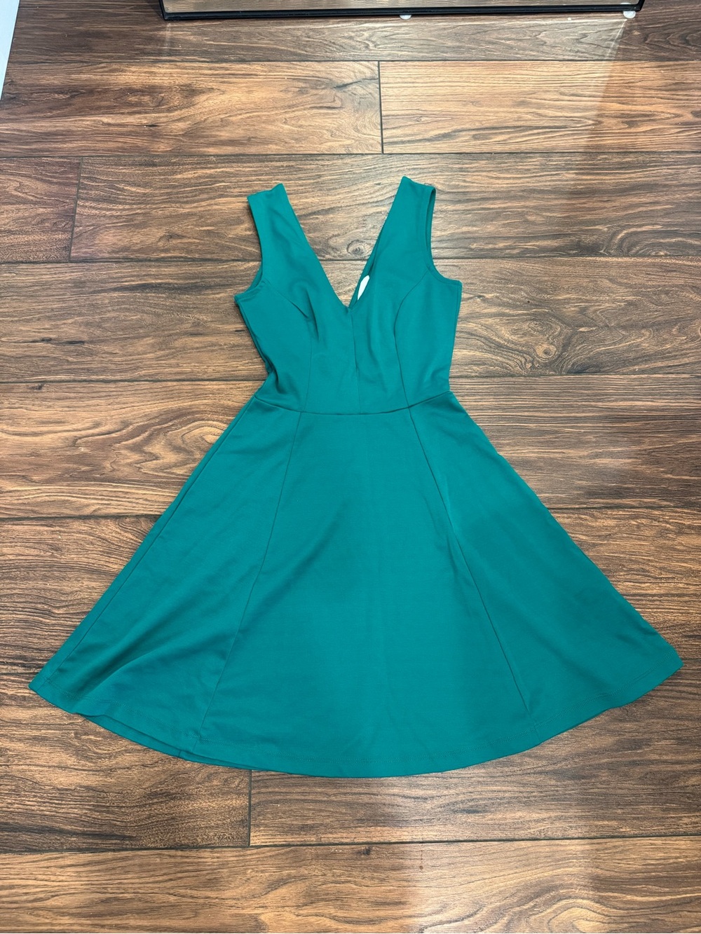 H&M Green V-Neck Fit-and-Flare Mini Dress